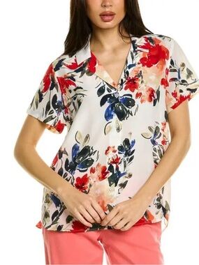 Tommy Bahama Woman’s 100% Silk Island Vista Floral Shirt, Size L, EUC